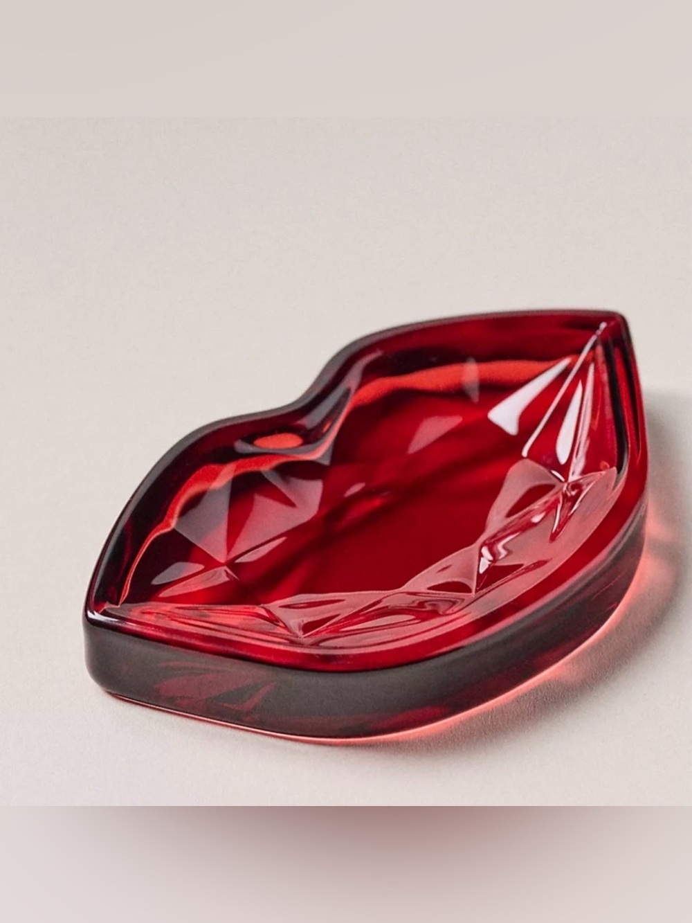 NEW Anthropologie Cut Glass Trinket Dish, Lips